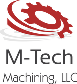 M-Tech Machining Logo - red gear in movement